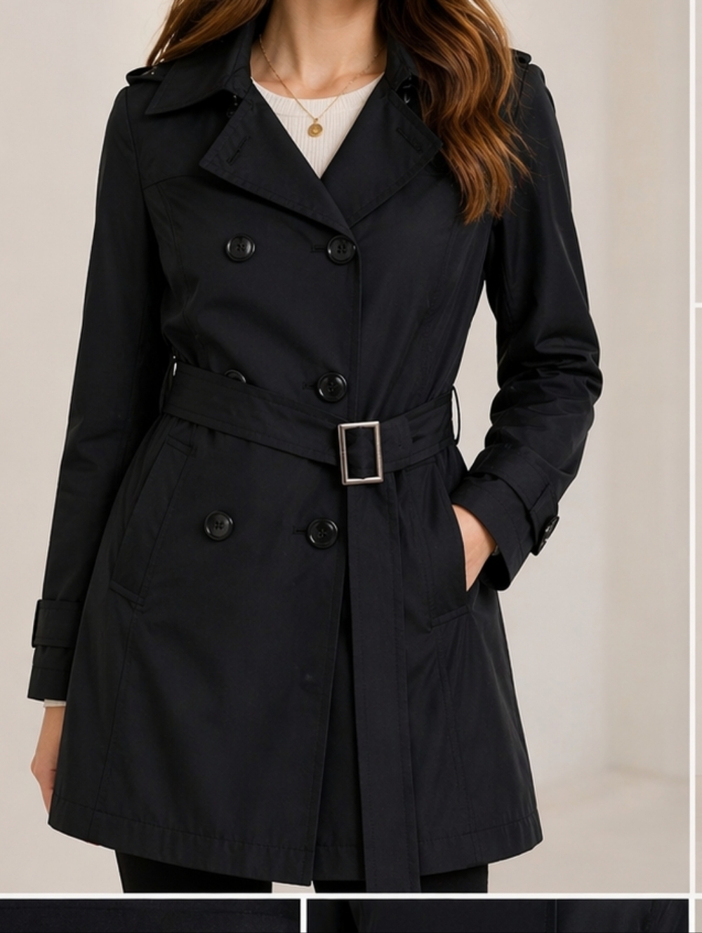 NWT Michael Michael Kors Hooded Belted Trench Coat Black Size Small